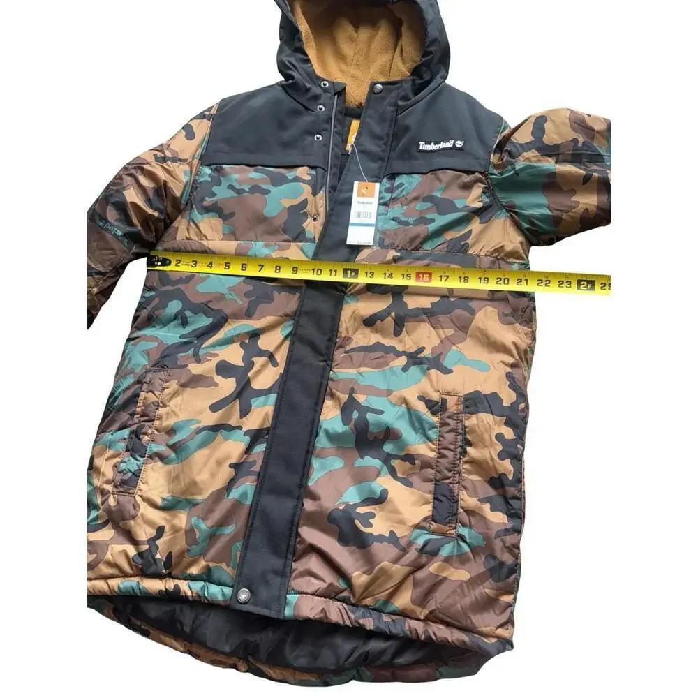 Timberland Boys Kids Puffer Coat Full Zip Hooded Jacket Sz XL 18-20 Camouflage